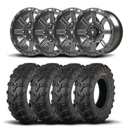 Set of Four Bullite Lancer Wheels 14" Gray And Kenda K592 Bearclaw EVO Tires [28x11-14]