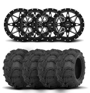 ITP Tornado 14" Matte Black Wheels And Mud Lite Tires [28x12-14]
