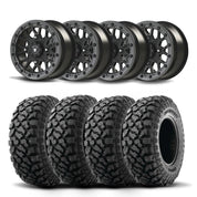 Set of Four Bullite Rider Wheels 14" Gray And Kenda K3204R Klever XT Tires [30x10-14]