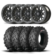 Set of Four Bullite Rider Wheels 15" Gray And Kenda K3203 Mastodon AT Tires [32x10R-15]