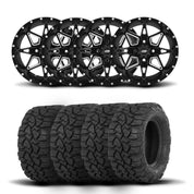 ITP Tornado 14" Matte Black Wheels And Ultra Cross R-Spec Tires [28x10-14]