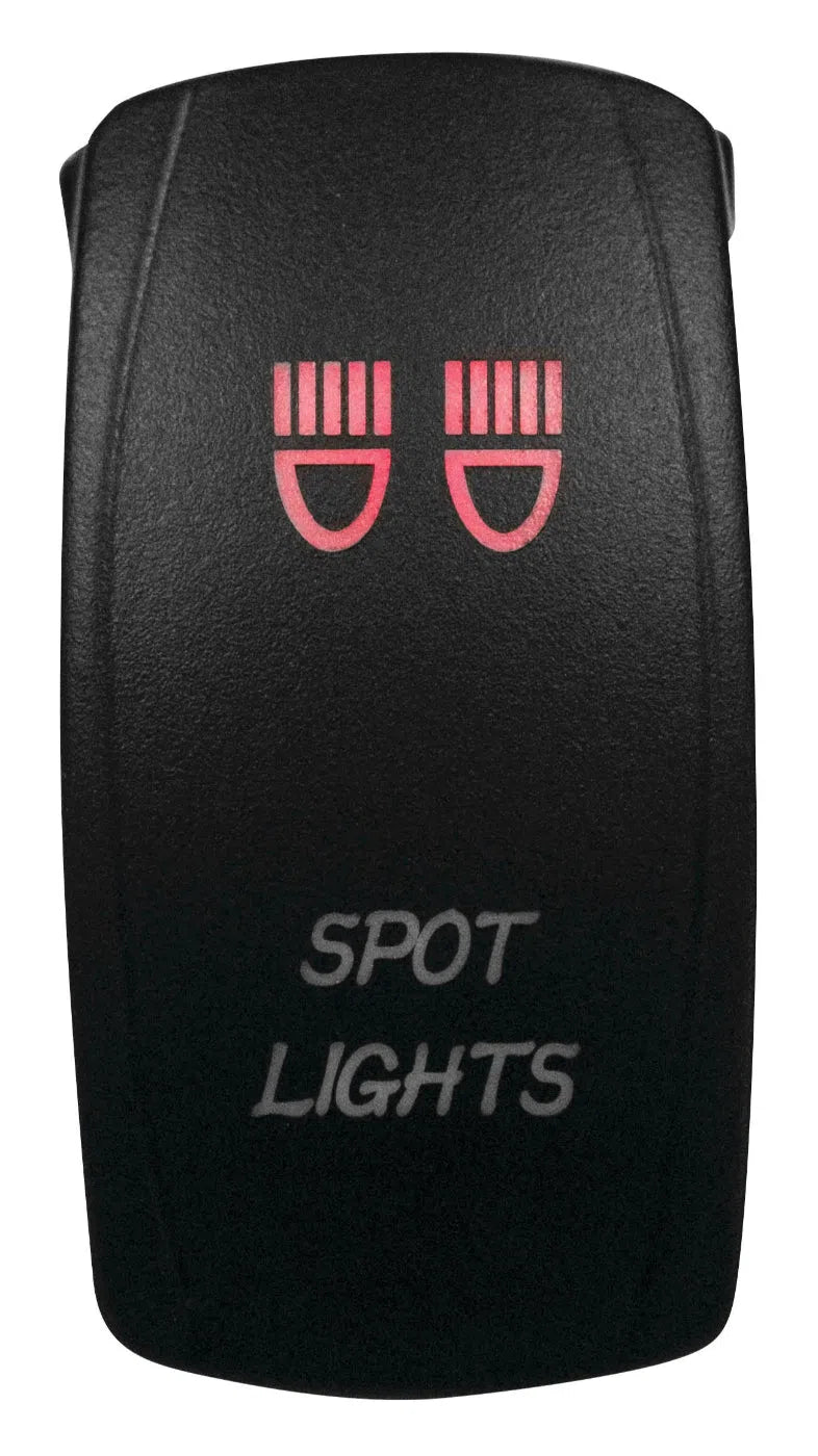 DragonFire Racing Laser-Etched Dual LED Switch - Spot light on/off - Red - 04-0065
