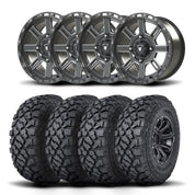 Set of Four Bullite Lancer Wheels 14" Gray And Kenda K3204R Klever XT Tires [32x10R-14]