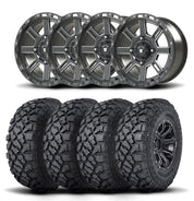 Set of Four Bullite Lancer Wheels 14" Gray And Kenda K3204R Klever XT Tires [32x10R-14]