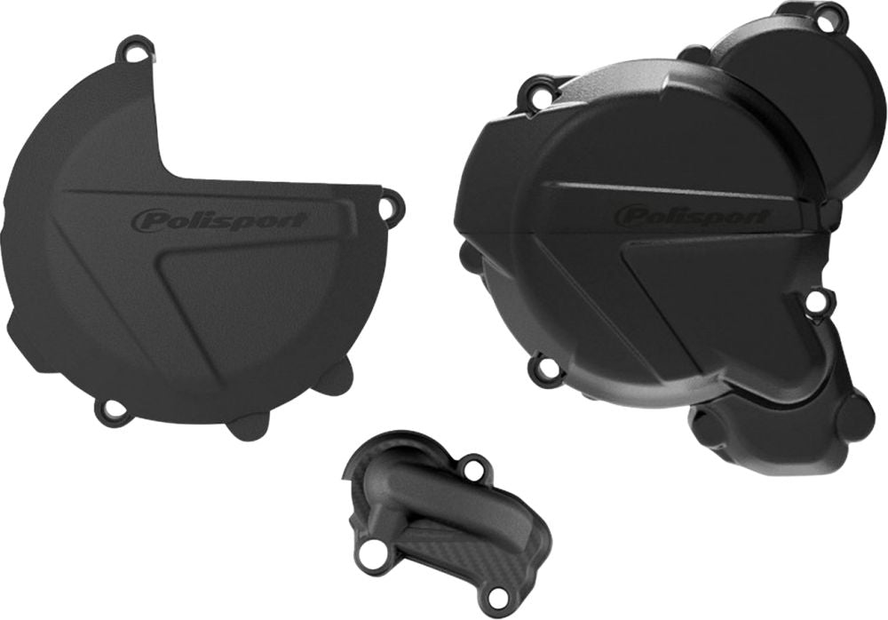 Polisport Engine Cover Clutch/Ignition Protection Kit for Husqvarna/KTM Black