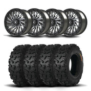 Set of Four Bullite Blade Wheels 14" Gray And Kenda K587 Bearclaw HTR Tires [26x9R-14]