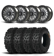 Set of Four Bullite Blade Wheels 14" Gray And Kenda K587 Bearclaw HTR Tires [28x9R-14]