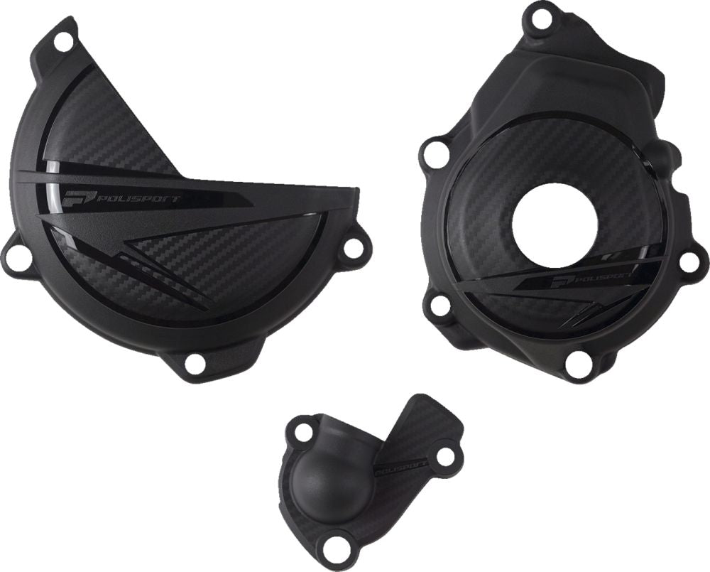 Polisport Engine Cover Clutch/Ignition Protection Kit for Husqvarna/KTM Black