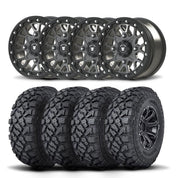 Set of Four Bullite Rider Wheels 14" Gray And Kenda K3204R Klever XT Tires [32x10R-14]