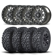 Set of Four Bullite Rider Wheels 14" Gray And Kenda K3204R Klever XT Tires [32x10R-14]