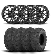 ITP Hurricane 12" Matte Black Wheels And Mud Lite Tires [25x8-12]