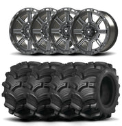 Set of Four Bullite Lancer Wheels 14" Gray And Kenda K538 Executioner Tires [28x11-14]