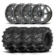 Set of Four Bullite Lancer Wheels 14" Gray And Kenda K538 Executioner Tires [28x9-14]