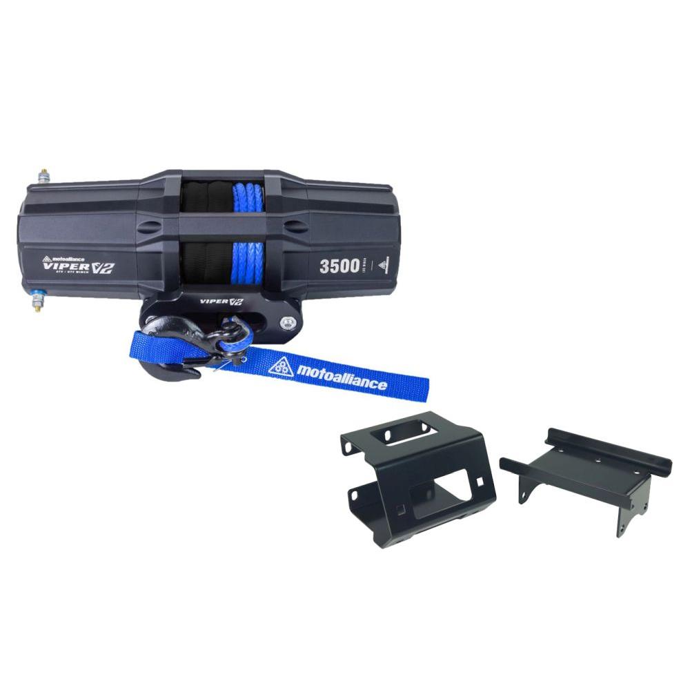 Viper V2 ATV Winch Kit 3500 lb Standard Spool With 40 Feet Black Synthetic Rope With Mount For Polaris Sportsman Models 2010-2014