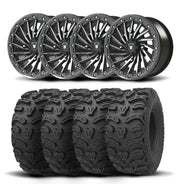 Set of Four Bullite Blade Wheels 14" Gray And Kenda K587 Bearclaw HTR Tires [26x11R-14]