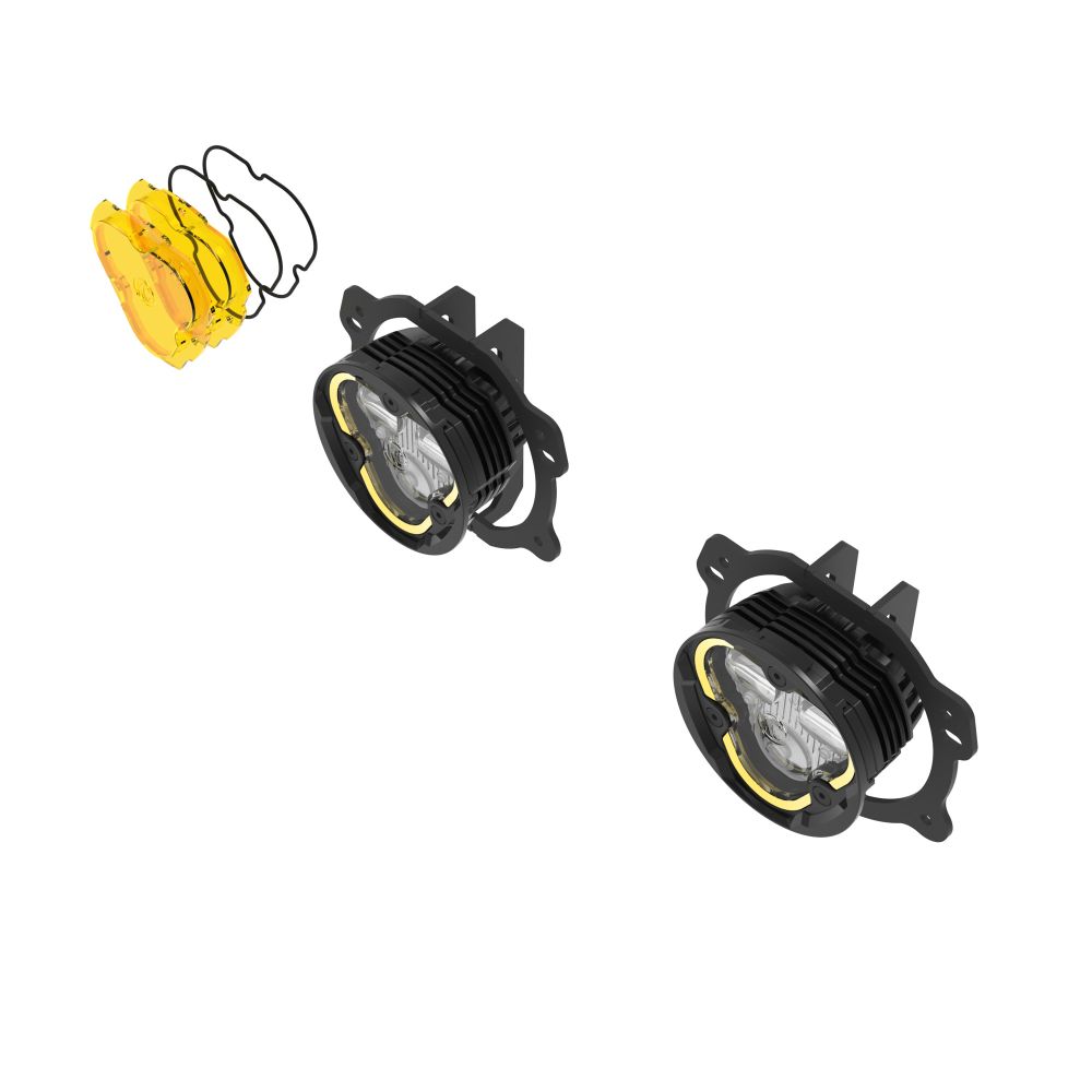 KC HiLiTES FLEX ERA 3 Dual Mode SAE Fog LED Light Pods - 2-Light Master Kit - Jeep JK/JL/JT Plastic Bumpers
