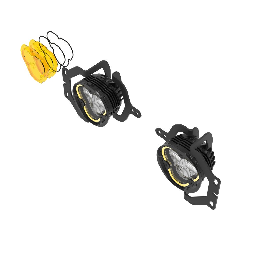 KC HiLiTES FLEX ERA 3 Dual Mode SAE Fog LED Light Pods - 2-Light Master Kit - Jeep JL/JT Sport Bumpers