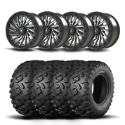 Set of Four Bullite Blade Wheels 14" Gray And Kenda K3201 Mastodon HT Tires [32x10R-14]