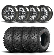 Set of Four Bullite Blade Wheels 14" Gray And Kenda K3201 Mastodon HT Tires [26x11R-14]