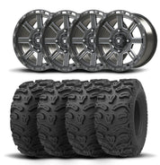 Set of Four Bullite Lancer Wheels 14" Gray And Kenda K587 Bearclaw HTR Tires [28x11R-14]
