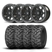 Set of Four Bullite Ruler Wheels 15" Gray And Kenda K3203 Mastodon AT Tires [35x10R-15]