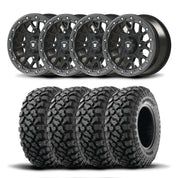Set of Four Bullite Rider Wheels 15" Gray And Kenda K3204R Klever XT Tires [32x10R-15]