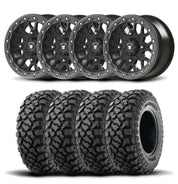 Set of Four Bullite Rider Wheels 15" Gray And Kenda K3204R Klever XT Tires [32x10R-15]