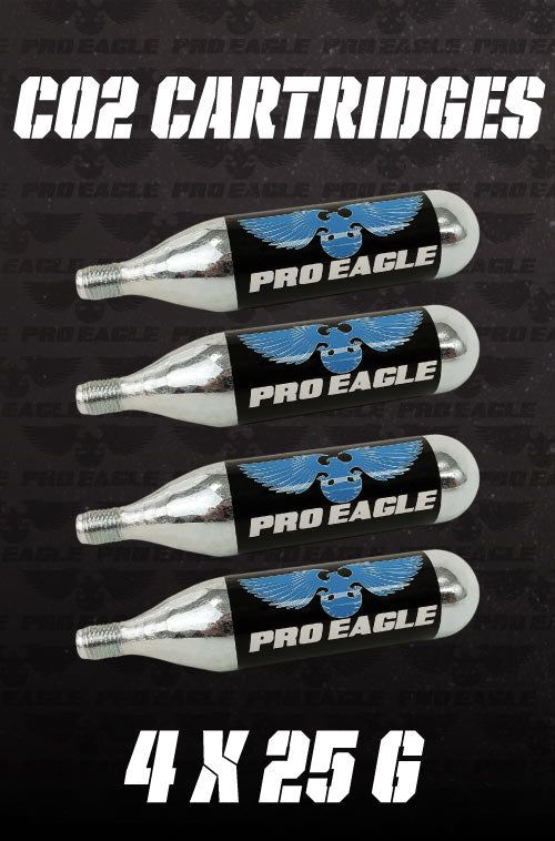 Pro Eagle CO2 Cartridges for Phoenix CO2 Air Jack 4 Pack 25g Each AJCO25