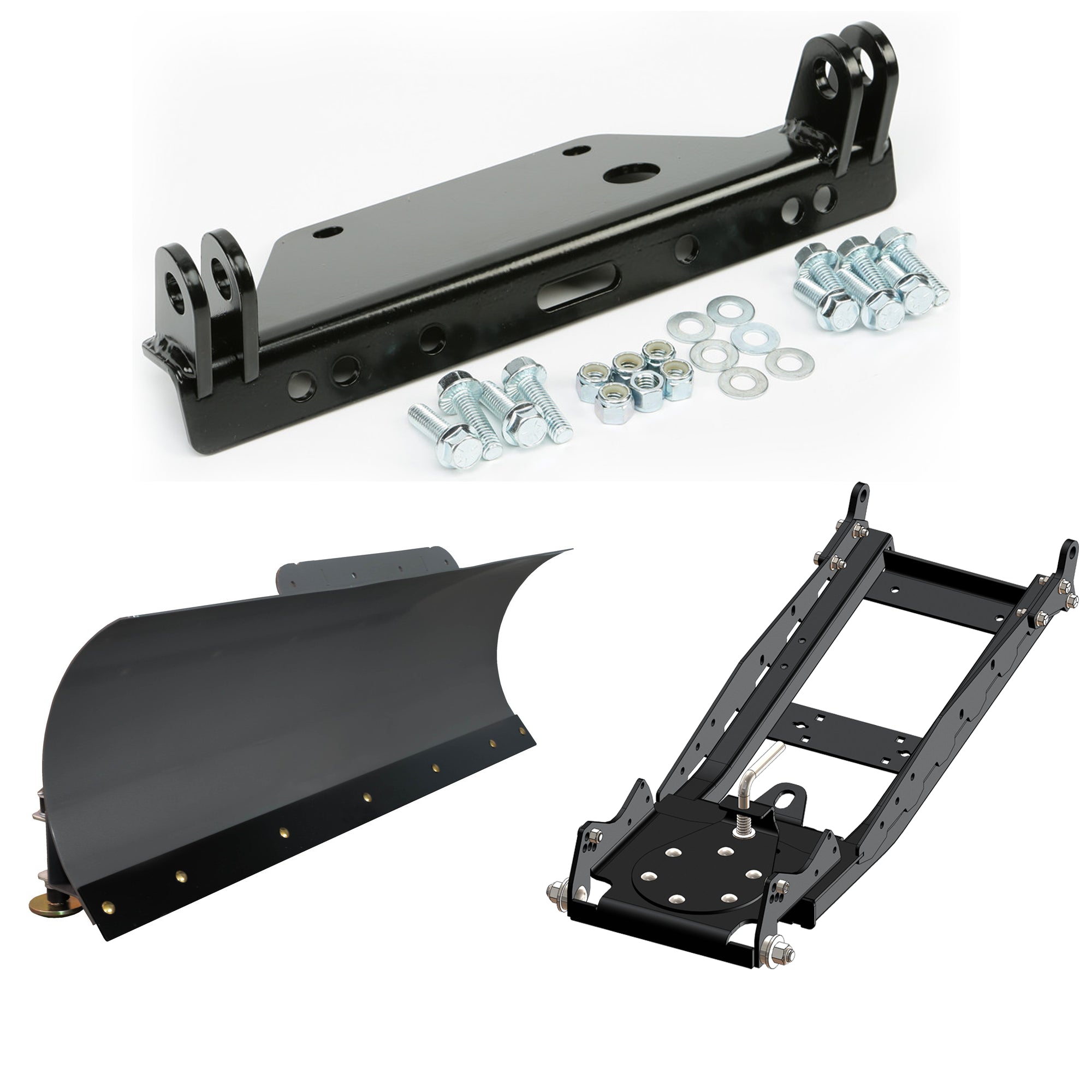 KFI UTV Snow Plow Kit With Glacier Adapter For Kawasaki Mule 4010 KAF620R 4x4 Trans 2009-2023-60" Steel Blade - 105060