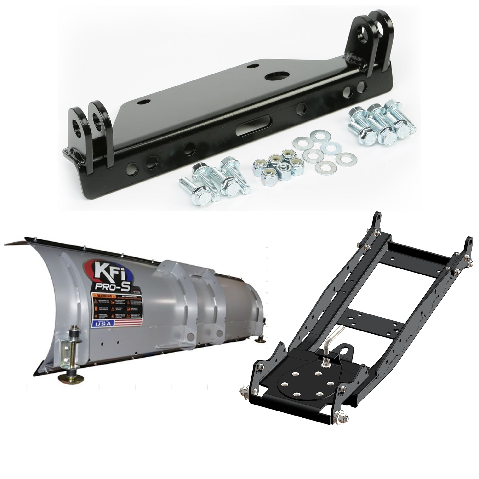 KFI UTV Snow Plow Kit With Glacier Adapter For Kawasaki Mule 4010 KAF620R 4x4 Trans 2009-2023-66" Steel Blade - 105066