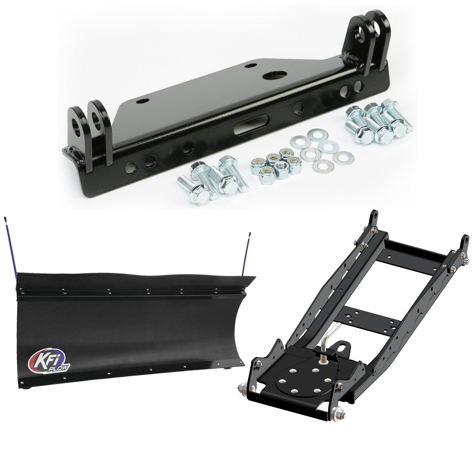 KFI UTV Snow Plow Kit With Glacier Adapter For Kawasaki Mule 4010 KAF620R 4x4 Trans 2009-2023-60" Pro-Poly Blade - 105860