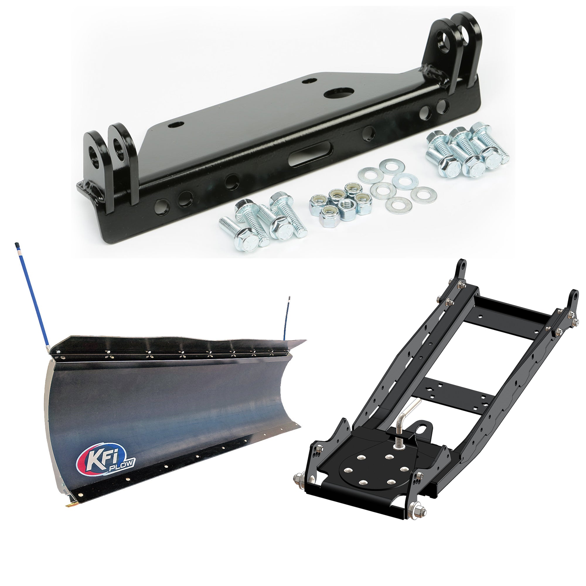 KFI UTV Snow Plow Kit With Glacier Adapter For Kawasaki Mule 4000 Trans 2x4 2009-2023-72" Pro-Poly Blade - 105872