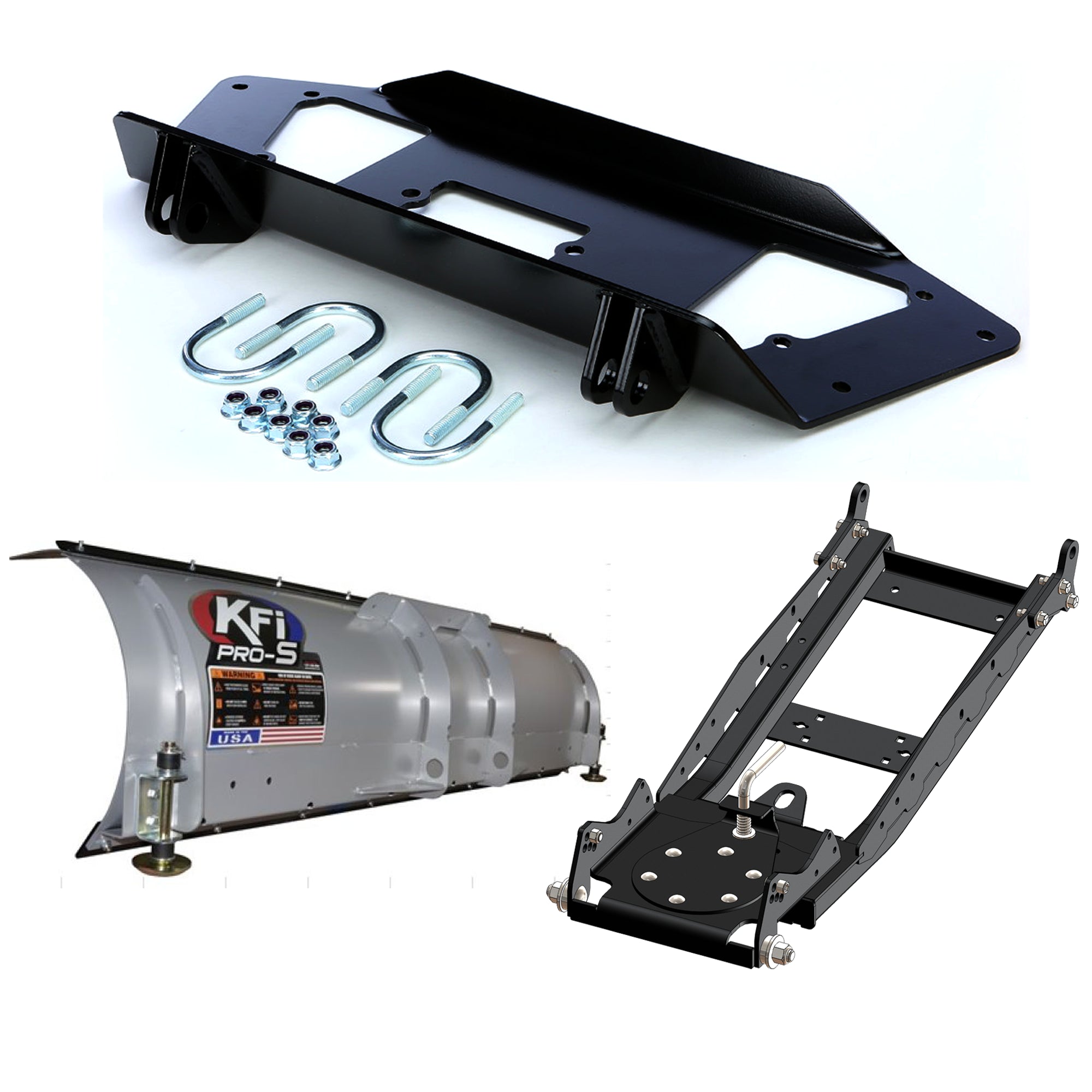 KFI UTV Snow Plow Kit For Kawasaki Mule 3010 KAF950B 4x4 Diesel 2001-2008-66" Steel Blade - 105066
