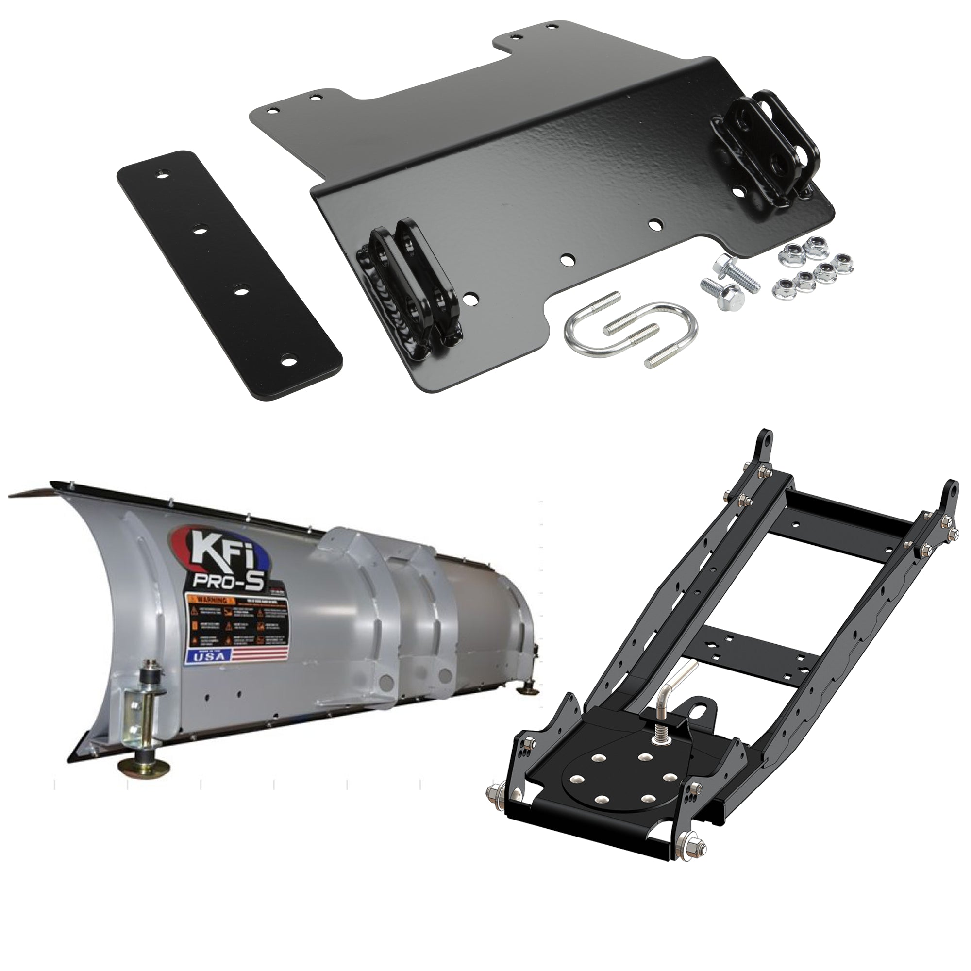 KFI UTV Snow Plow Kit For Kawasaki Mule SX KAF400/4x4 XC 2017-2023-72" Steel Blade - 105072