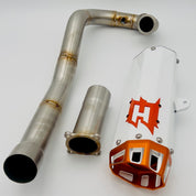 Empire Industries Full System Exhaust White/Orange For KTM 690 SMCR 2019-2022
