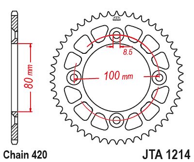 JT Sprockets Rear Racelite Aluminum Race Sprocket Red 38 Tooth 38T 420 Chain