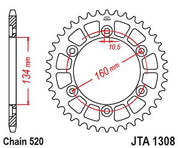 JT Sprockets Rear Racelite Aluminum Race Sprocket Black 45 Tooth 45T 520 Chain