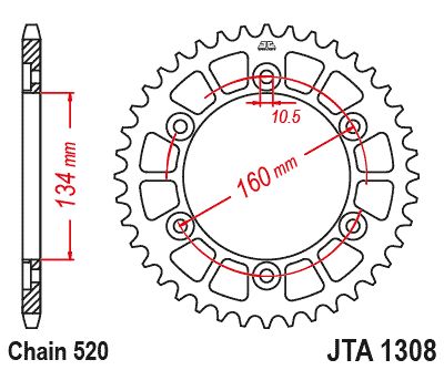 JT Sprockets Rear Racelite Aluminum Race Sprocket Black 45 Tooth 45T 520 Chain