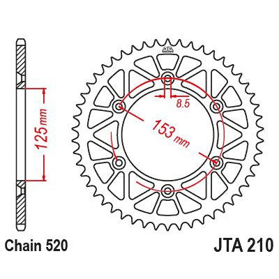 JT Sprockets Rear Racelite Aluminum Race Sprocket Red 51 Tooth 51T 520 Chain