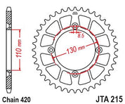 JT Sprockets Rear Racelite Aluminum Race Sprocket Red 48 Tooth 48T 420 Chain