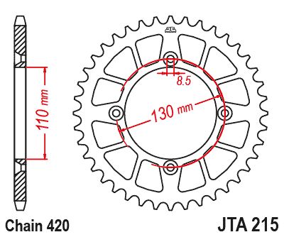 JT Sprockets Rear Racelite Aluminum Race Sprocket Red 48 Tooth 48T 420 Chain