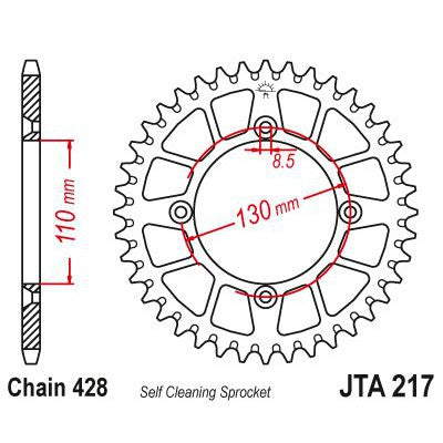 JT Sprockets Rear Racelite Aluminum Race Sprocket 55 Tooth 55T 428 Chain