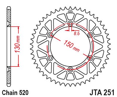 JT Sprockets Rear Racelite Aluminum Race Sprocket Blue 52 Tooth 52T 520 Chain