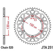 JT Sprockets Rear Racelite Aluminum Race Sprocket Blue 50 Tooth 50T 520 Chain