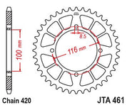 JT Sprockets Rear Racelite Aluminum Race Sprocket Black 52 Tooth 52T 420 Chain