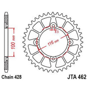 JT Sprockets Rear Racelite Aluminum Race Sprocket Black 51 Tooth 51T 428 Chain