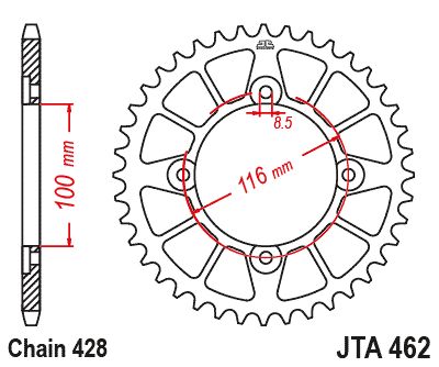 JT Sprockets Rear Racelite Aluminum Race Sprocket Black 51 Tooth 51T 428 Chain