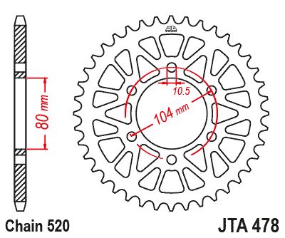 JT Sprockets Rear Racelite Aluminum Race Sprocket Gold 46 Tooth 46T 520 Chain