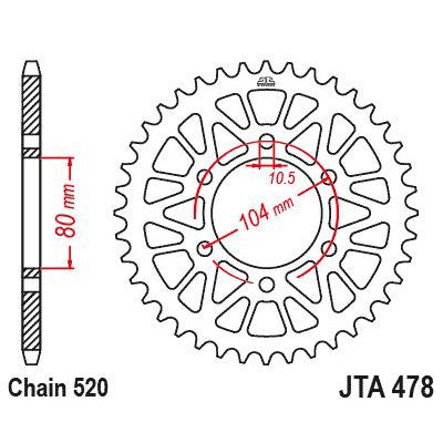 JT Sprockets Rear Racelite Aluminum Race Sprocket Gold 43 Tooth 43T 520 Chain
