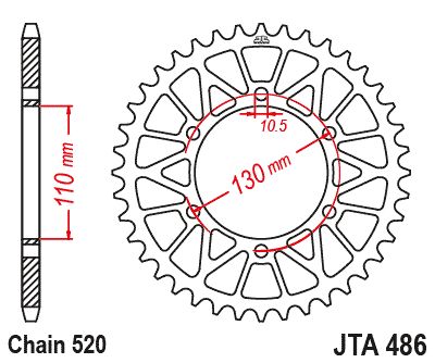 JT Sprockets Rear Racelite Aluminum Race Sprocket Gold 45 Tooth 45T 520 Chain